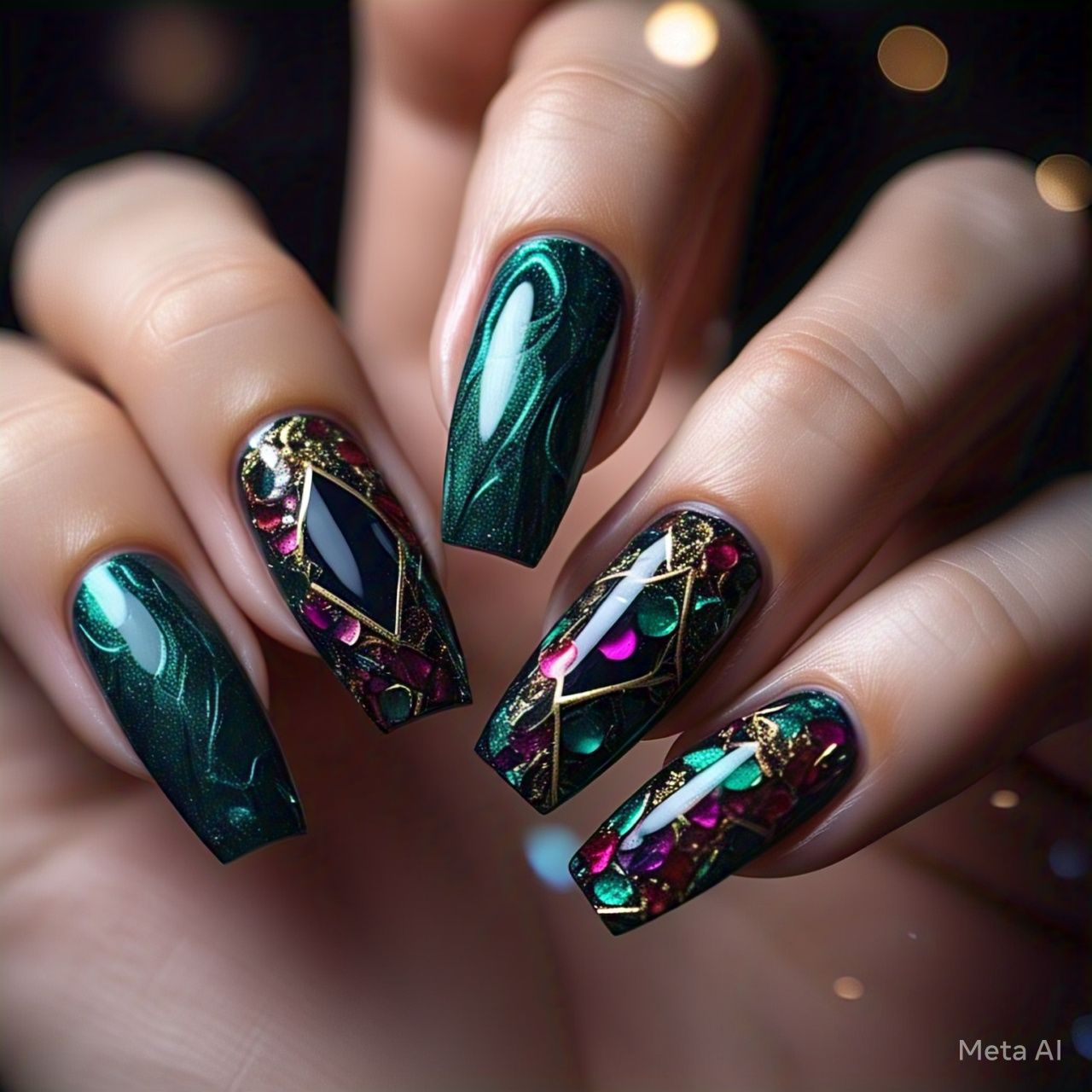 beautiful nails gemstone colors
