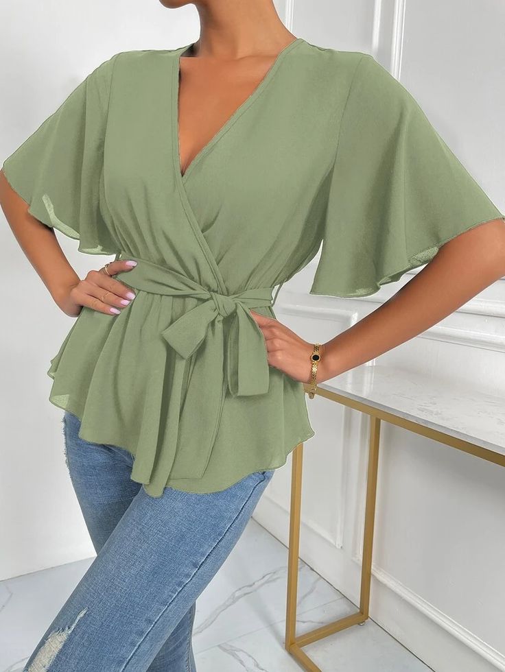 Wear Wrap Blouses with skinny jeans as a style to wear every day