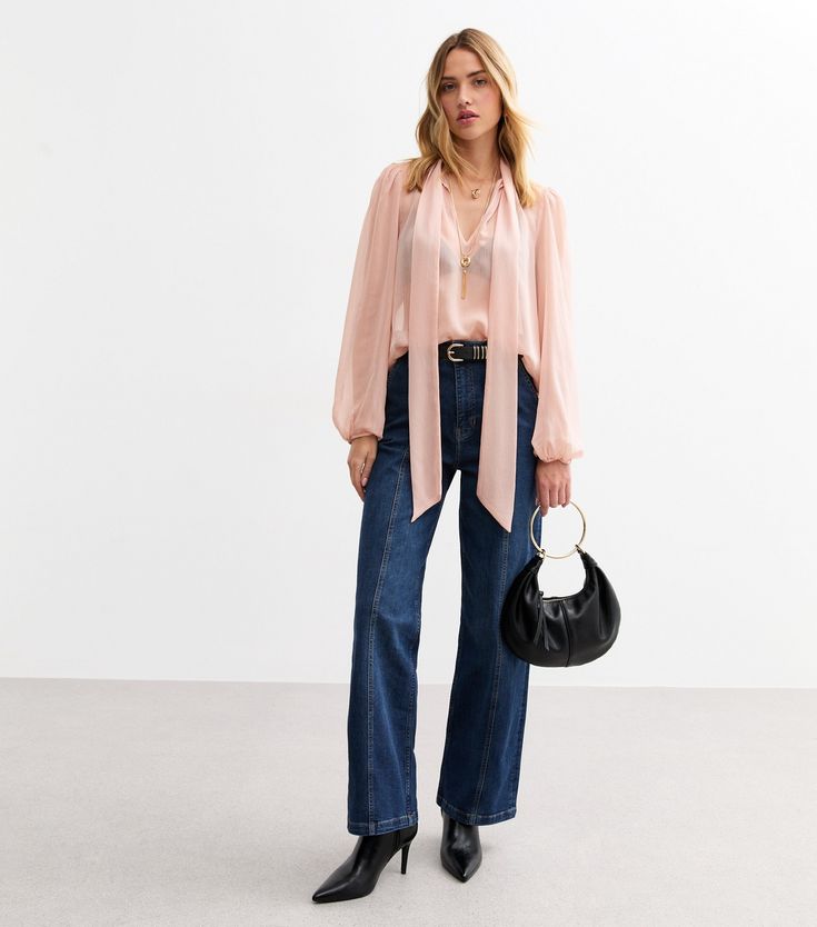 Chiffon Tie-Neck Blouses