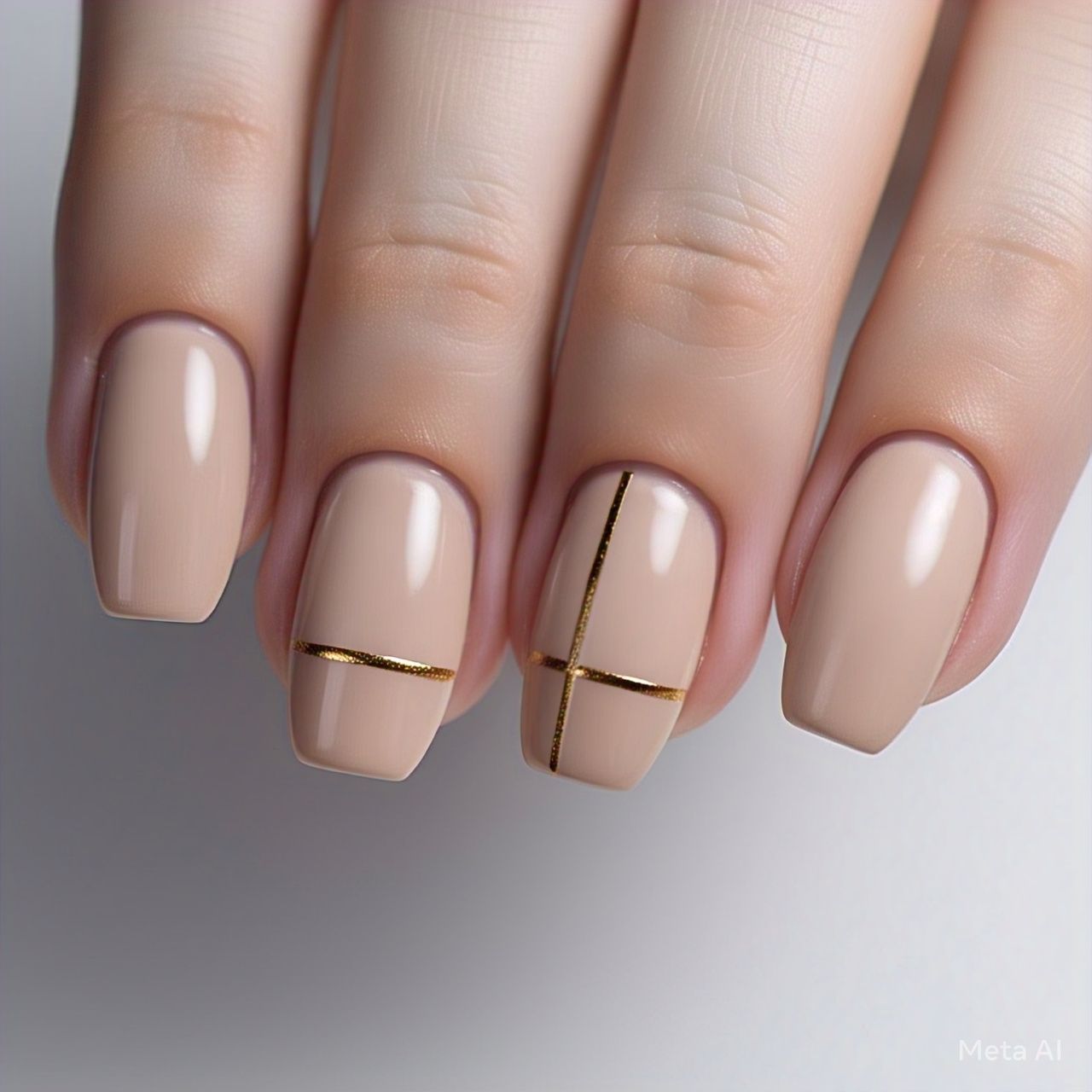 nail care pink nails with gold stripe