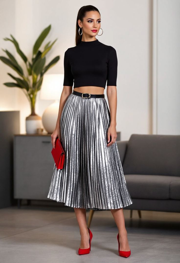 Crop Tops with Pleated Skirts for a Trendy Twist