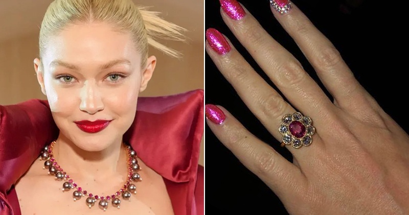 ruby the July gemstone necklace and ring on finger