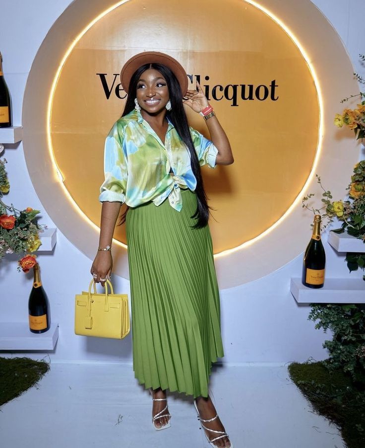 Pleated skirts green