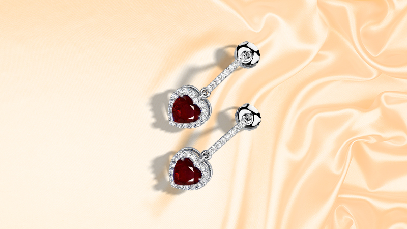Ruby gemstones earings
