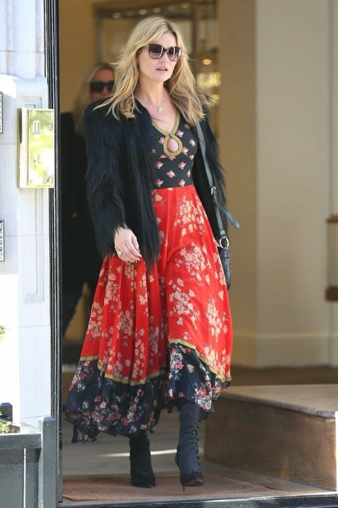 Kate Moss red and black dress