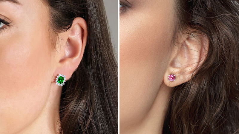 earrings jewelry green and pink