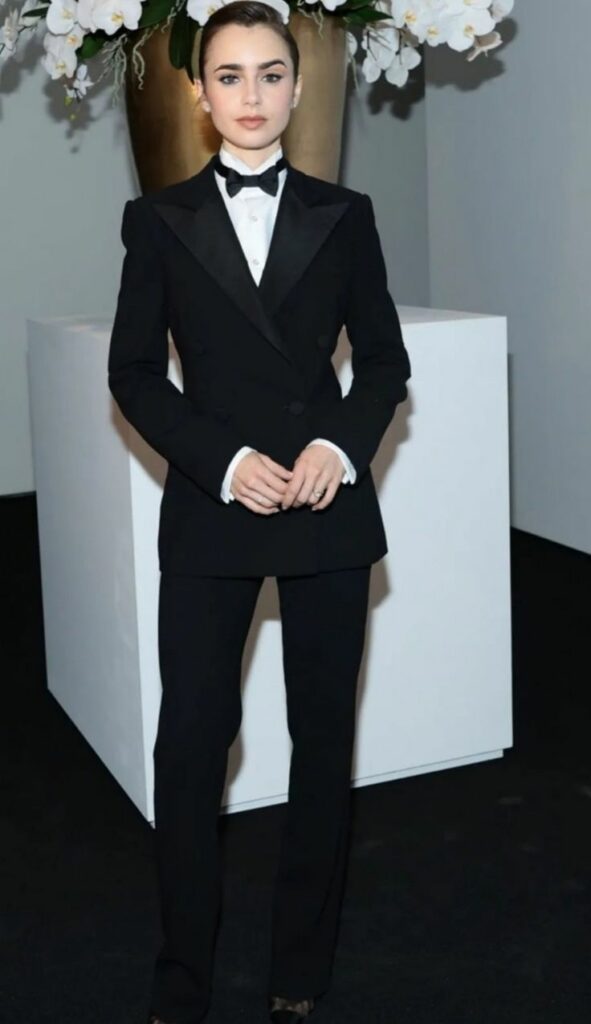 Lily Collins tuxedo