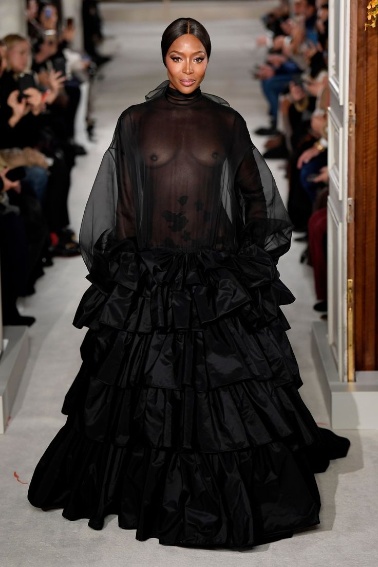 Naomi Campbell Looks Glamorous in Sheer Black Gowns