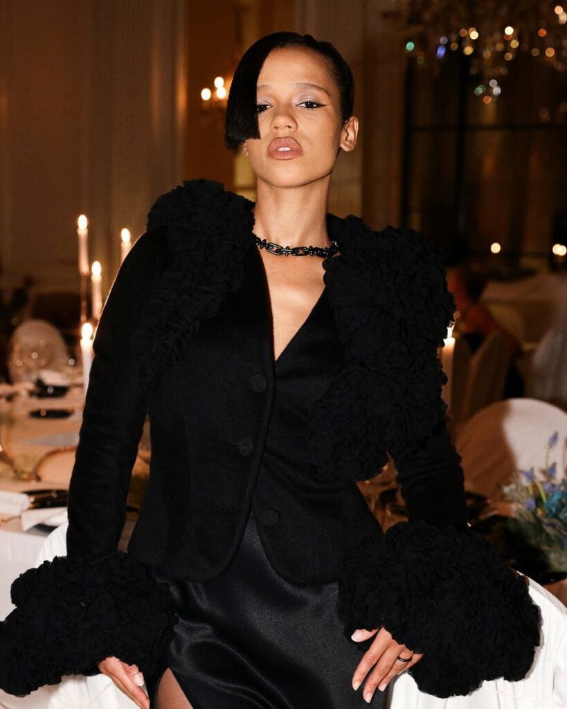 Taylor Russell at Paris Fashion Week Haute Couture again