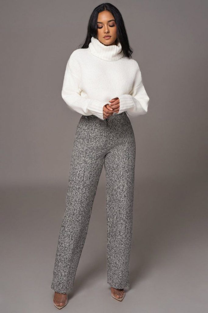 sweaters business casual white with gray pants