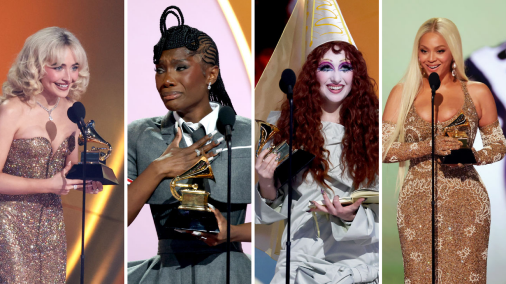 Grammys red carpet collage