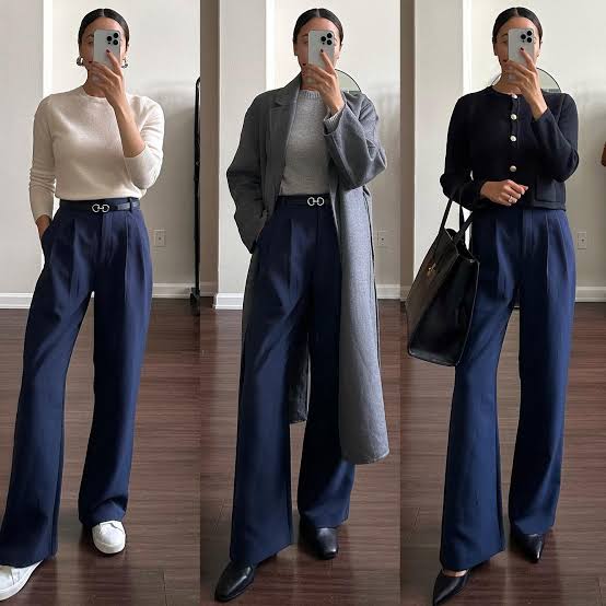 timeless wardrobe essentials blue slacks 