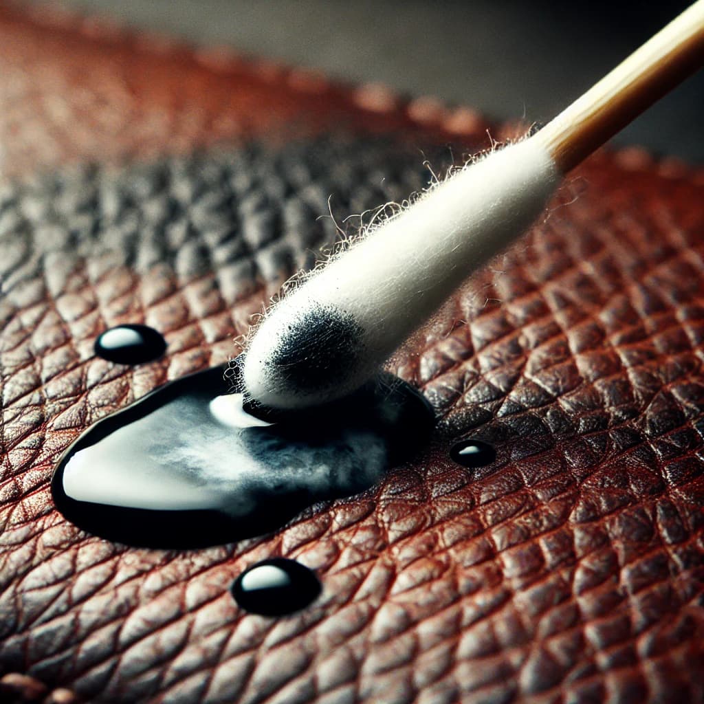 swab to clean ink stains from leather