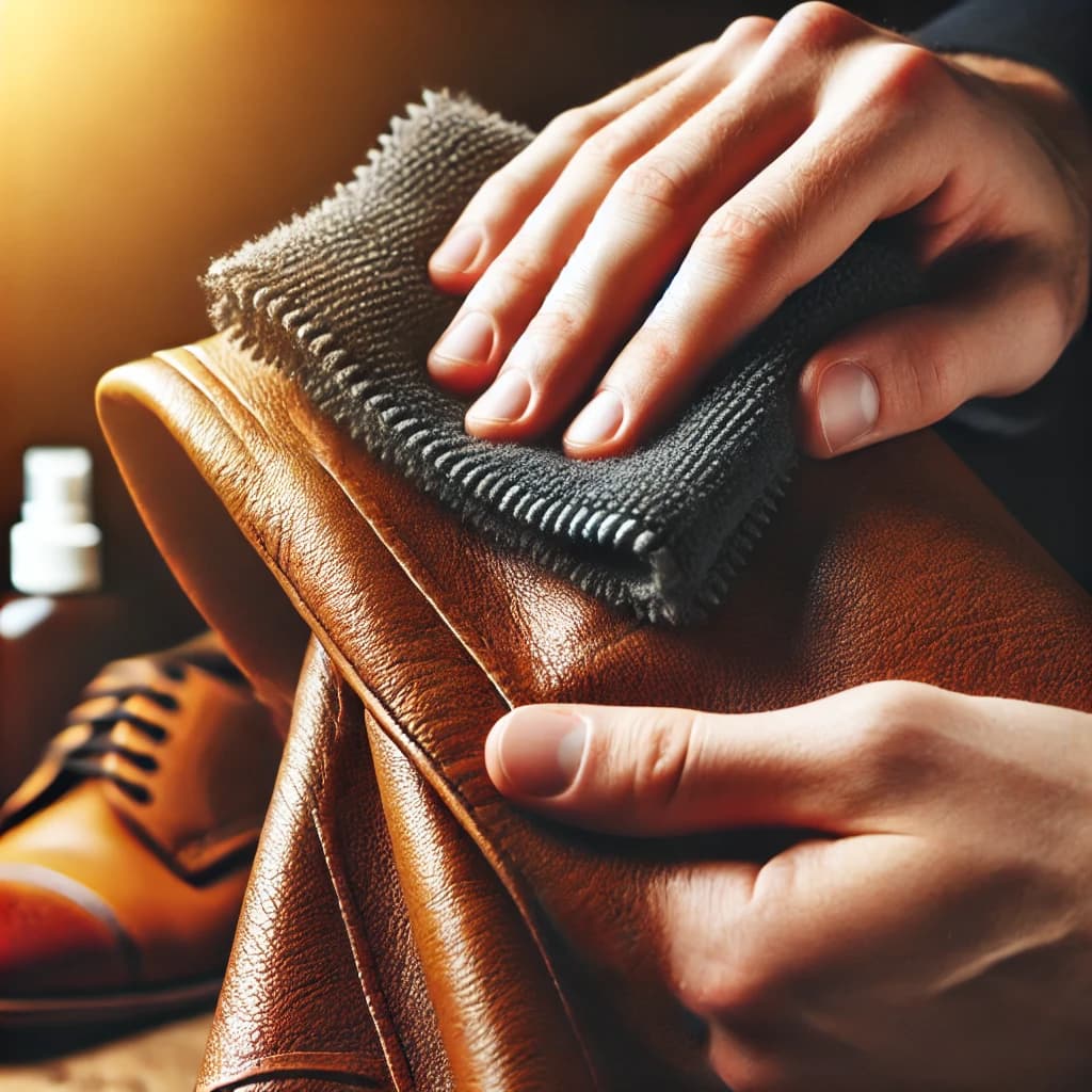 clean ink stains from leather with a cloth