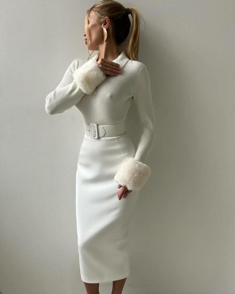 knit polo with fur 55