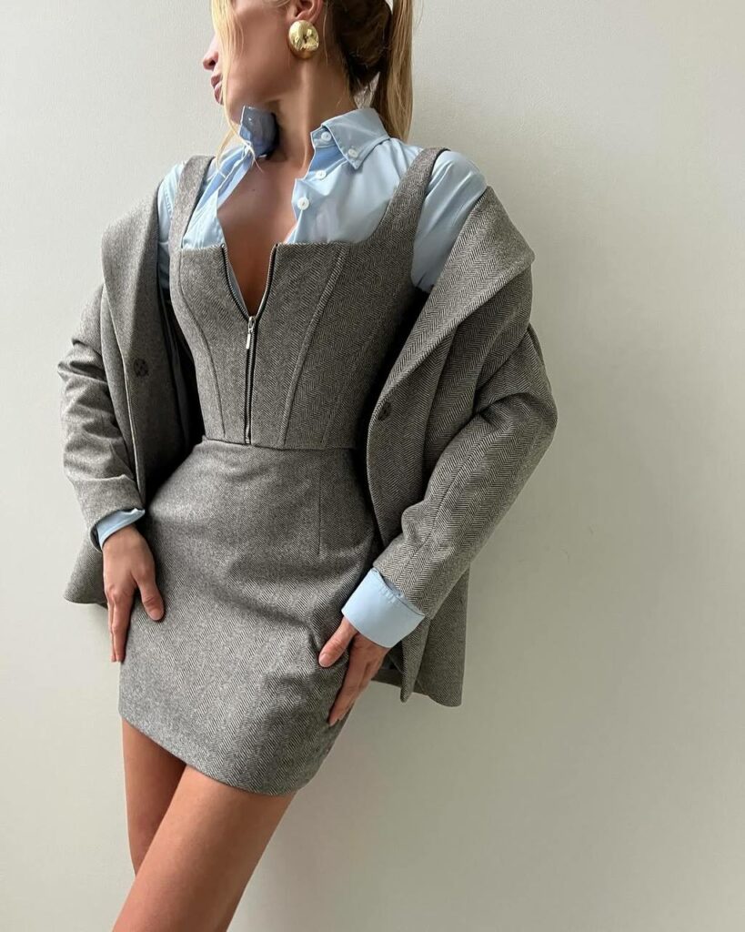 elegant set woman in work suit clothing