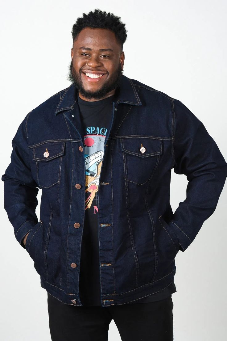 man wearing denim jacket outfit