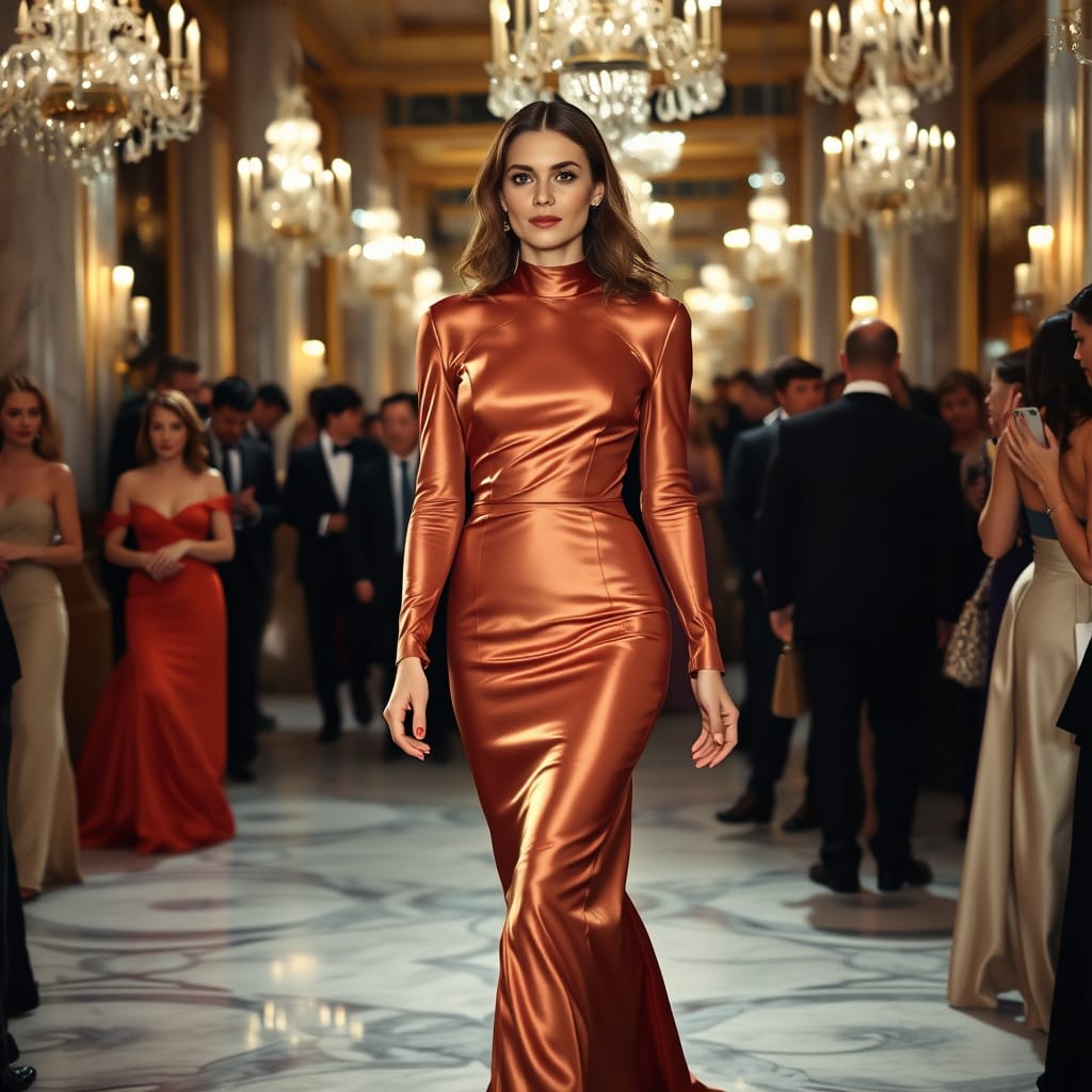 beautiful dress in bronze