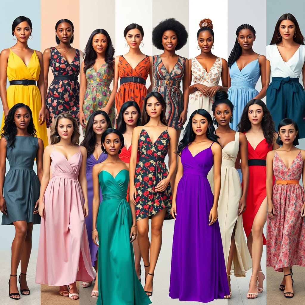 various woman in various dresses