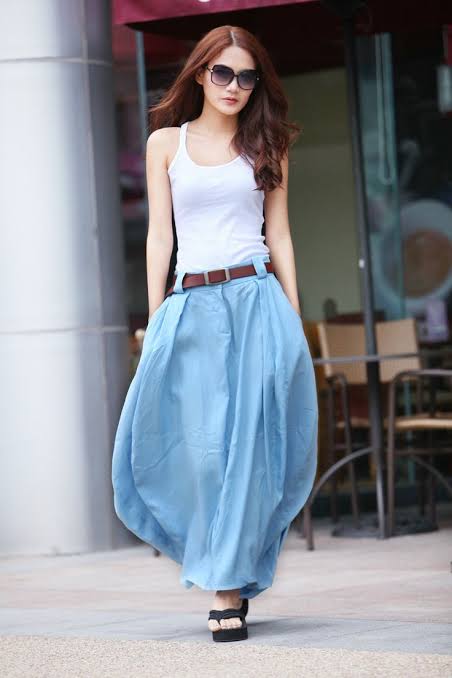 Maxi Skirts light blue 