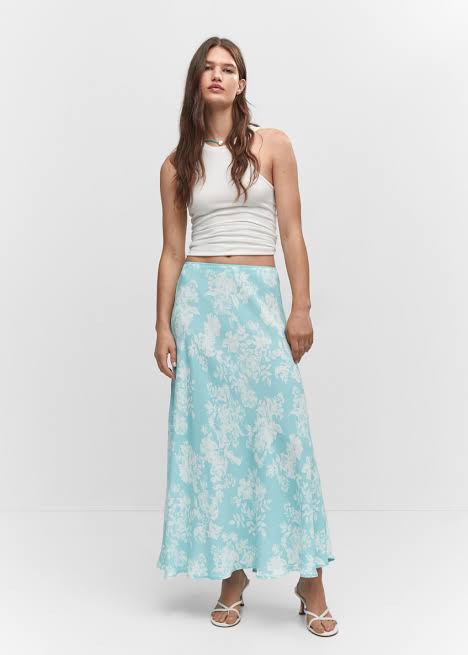 Maxi Skirts blue and white floral 