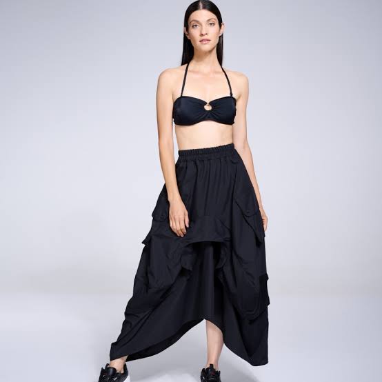 Maxi Skirts black with croptop 
