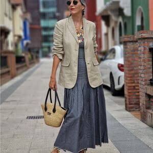 Maxi Skirts with white blazer