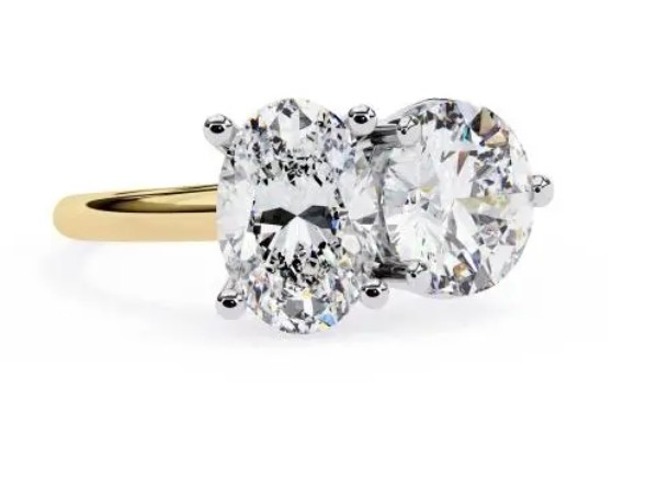 Toi et Moi engagement rings round and oval