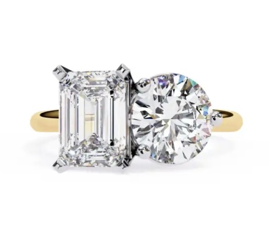 Toi et Moi engagement rings square and round