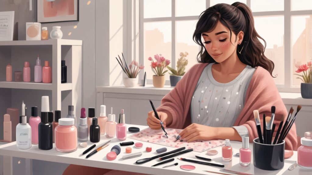 Girl drawing Nail art