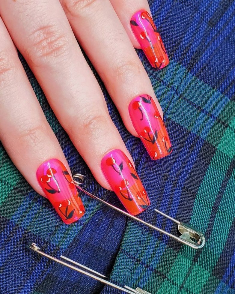Classic Cherry Jelly Nails for a Timeless Look