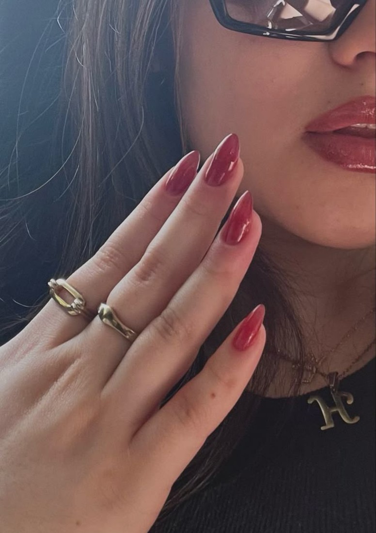 Glitter Cherry Jelly Nails for a Party-Ready Look