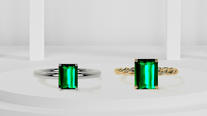 two Emerald rings