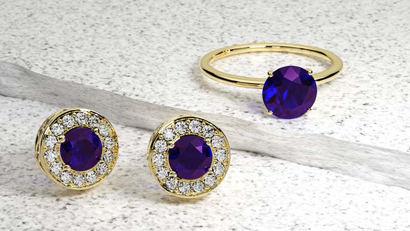 tanzanite jewelry ring and earings