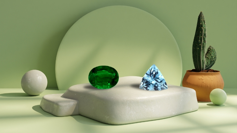 November birthstones green and blue