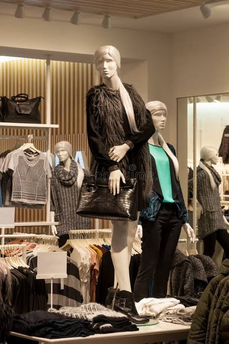 black jacket on manequin in a store