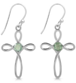 Green Kyanite Jewelry cross earings