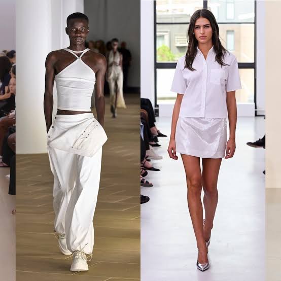 Summer Fashion Trends two runway models in white