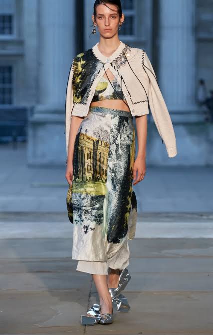 Summer Fashion Trends runway model in crop top sweater and skirt