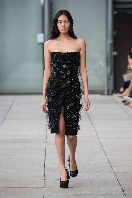 Summer Fashion Trends asian runway model in black dress