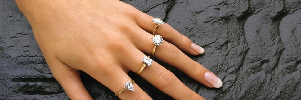 lab-grown diamond engagement rings on every finger