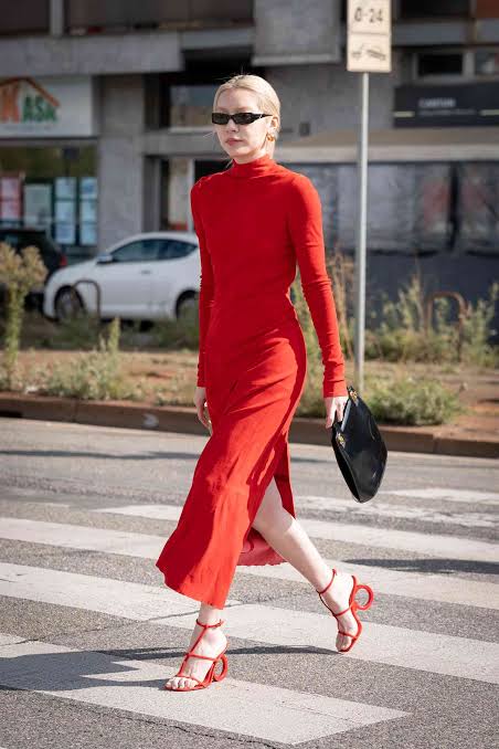 summer fashion guide red long sleeved dress