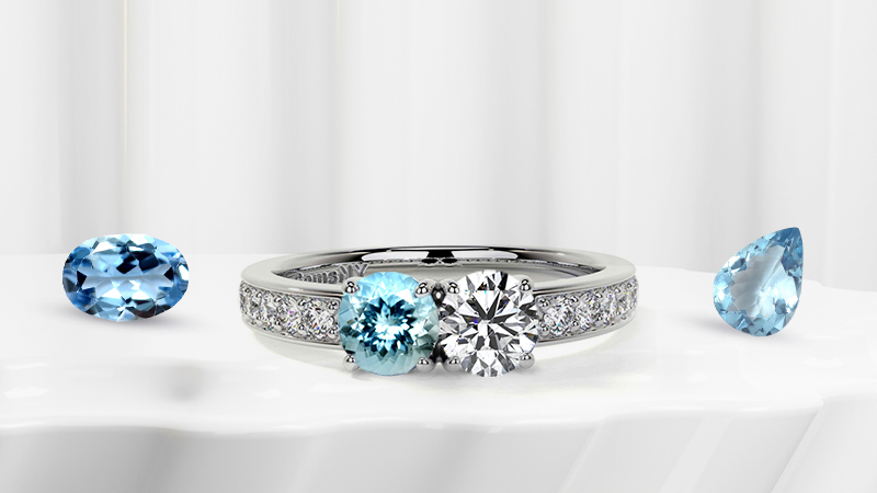 aquamarine engagement rings with diamond