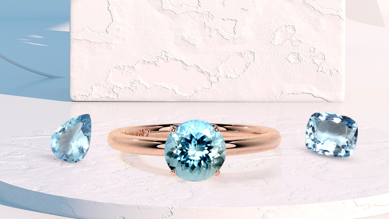 aquamarine engagement rings with gold ring