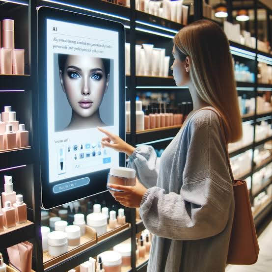 skincare trends woman viewing touchscreen 