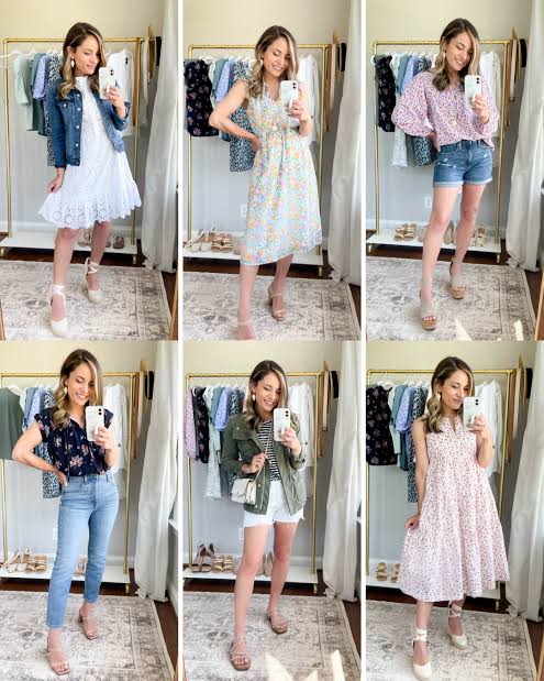  petite girl in 6 varying outfits 