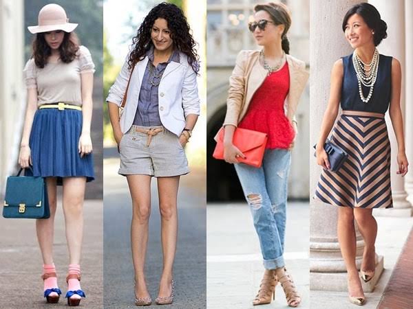 4 women in various outfits 