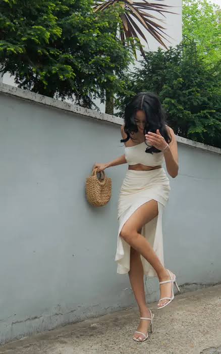 Off white croptop and skirt 