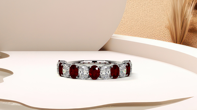 Ruby and Diamond Wedding Band
