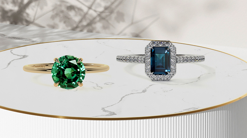 alexandrite rings with diamond border 